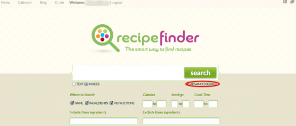 Recipe Finder Advanced Search