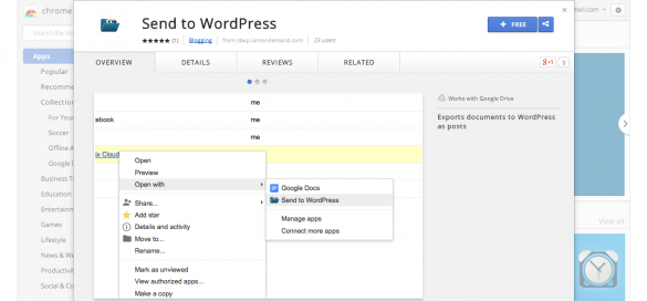 Send to WordPress Chrome