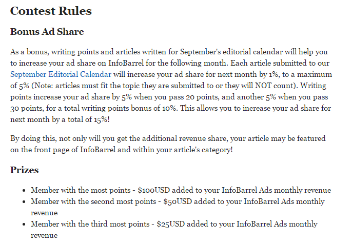 InfoBarrel Contests August 2015 InfoBarrel Contest